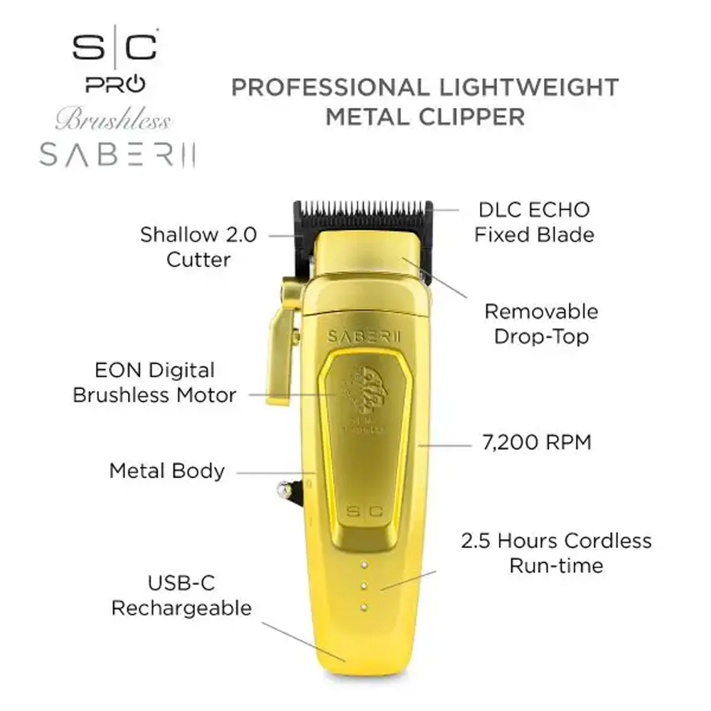 StyleCraft By Silver Bullet Brushless Saber 2.0 Clipper Gold